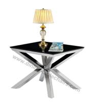 Buy cheap Stainless Stylish Corner Table , Square Black Painted Dining Table Brushed Legs product