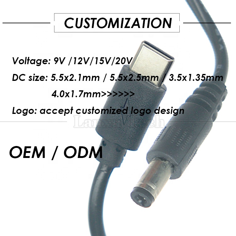 PD Charging 3A 9V 12V 15V 20V USB Type C to DC 5.5x2.1mm Jack Adapter Converter Cable for Wifi Router Modem Projector Camera