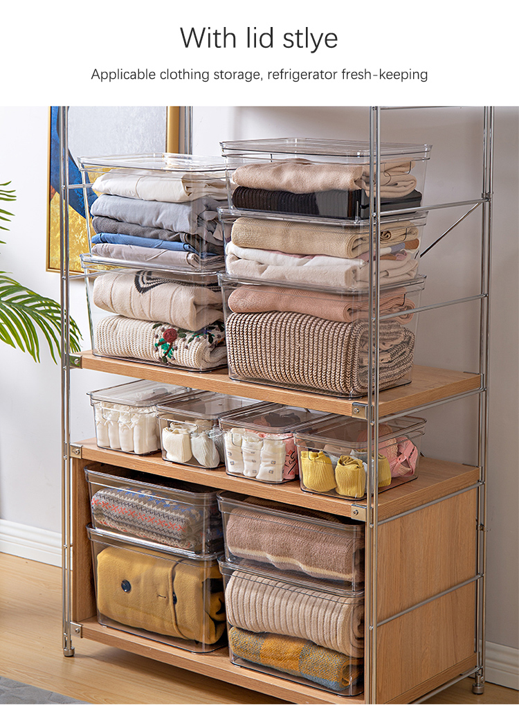 Factory sell transparent plastic storage box rectangular whith lid for clothes