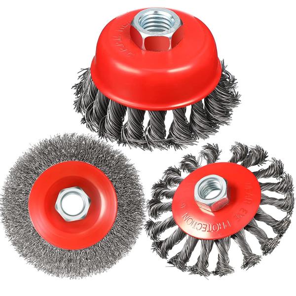 Buy cheap 3 Pieces 4 Inch Wire Wheel Brush Coarse Crimped Twisted Knotted from wholesalers