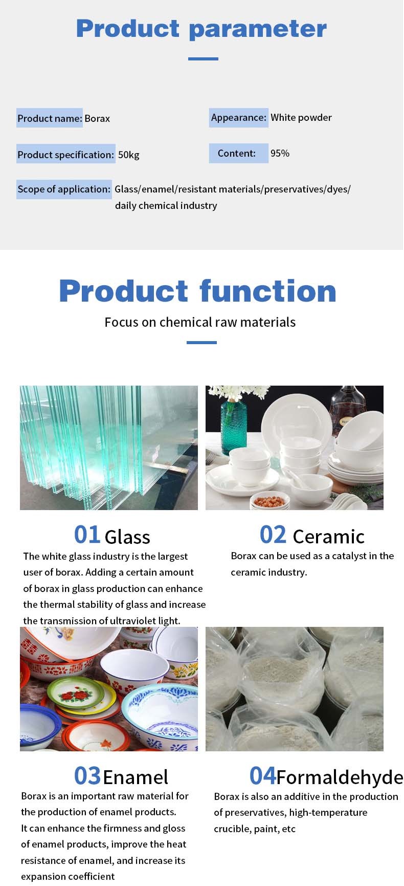 25kg Bag White Granule Borax Decahydrate and Anhydrous for Agriculture Grade Standard
