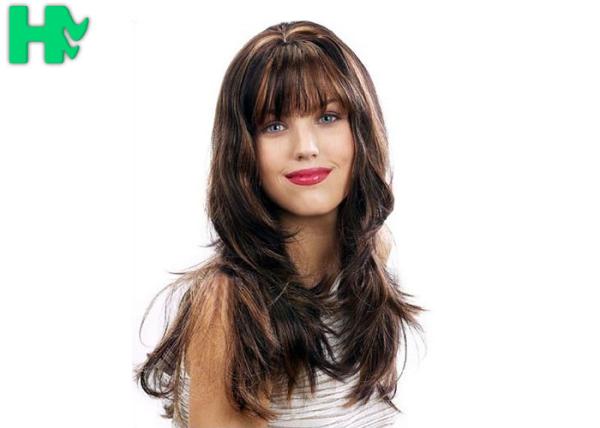 Buy cheap Attractive Layered Mixed Color Long Full Bang Women's Synthetic Hair Wigs from wholesalers