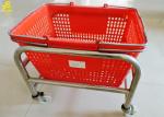 Portable Grocery Basket With Wheels , Durable Grocery Store Shopping Baskets