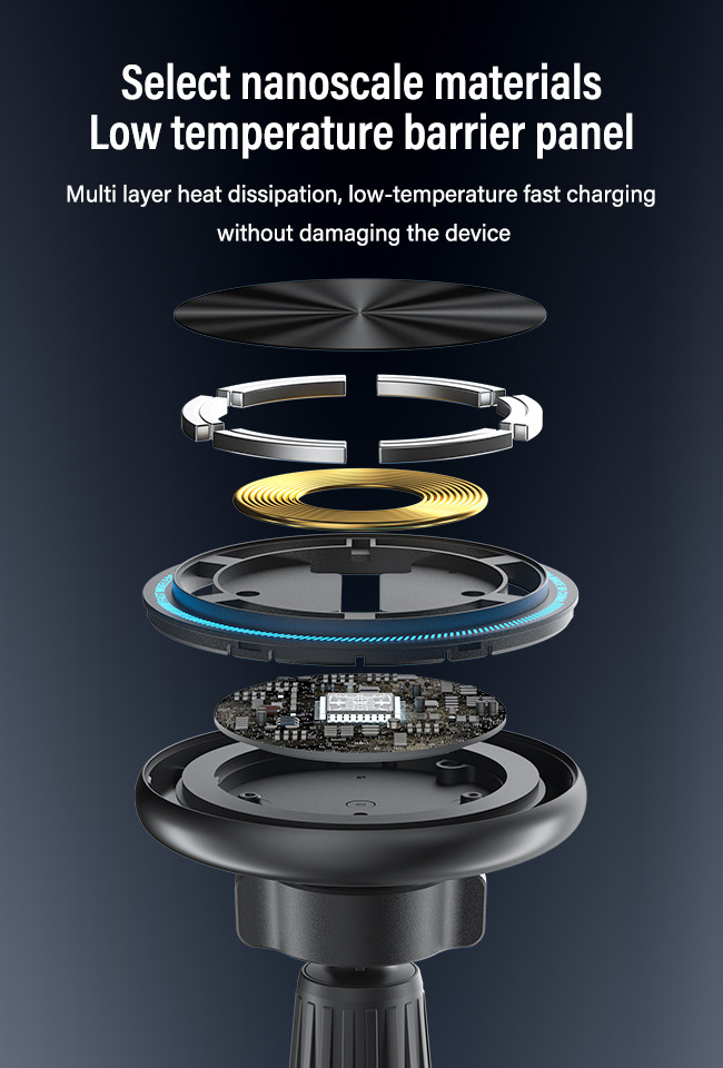 Innovative Metal Magnetic Wireless Charger Car Phone Holder For Automotive With Wireless Charging Station And Ambient Ligh