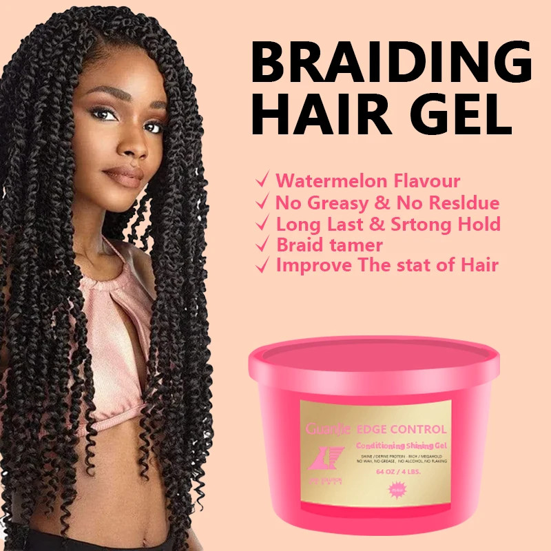 Private Label Loc Twist N Control Edge Braiding Gel Hair Braid Styling Max Hold Big Size Braiding Neat Gel 64 Oz