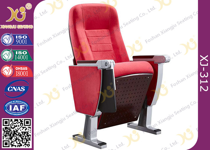 ABS Folding Pad Auditorium Floor Mounted Chairs Die Casting Aluminum Alloy Legs