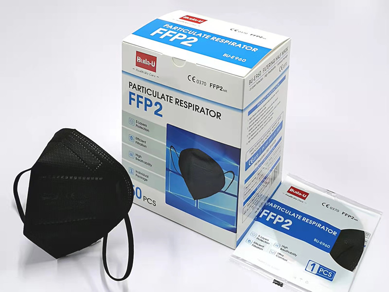 CE0370 Standard FFP2 Protective Mask Black And White Without Breathing Valve