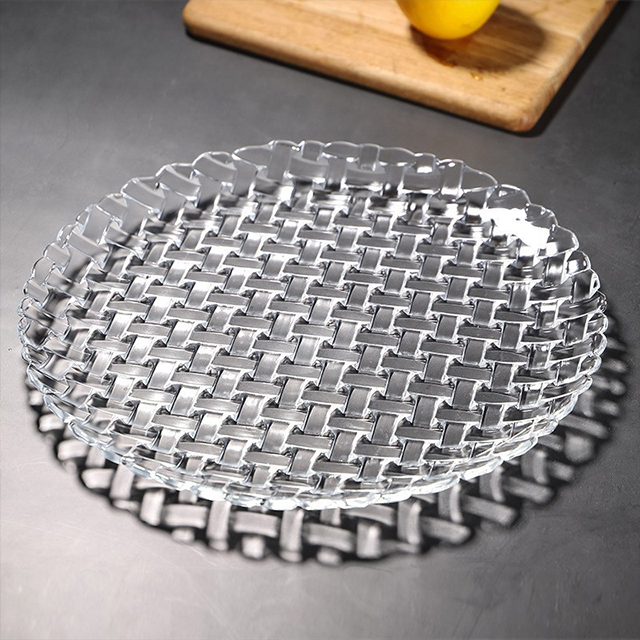 High Quality Gold Spraying 33*2.1cm Glass Charger Plate for Dinnerware