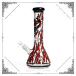 Beaker Tobacco Recycling Hookah Tube With Red Spray Dragon On Glass