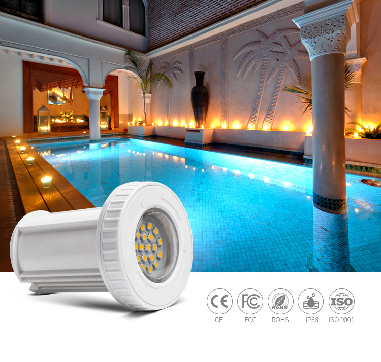 Mordern Mini 3W IP68 waterproof white color abs Surface Mounted LED Swimming Pool Lights