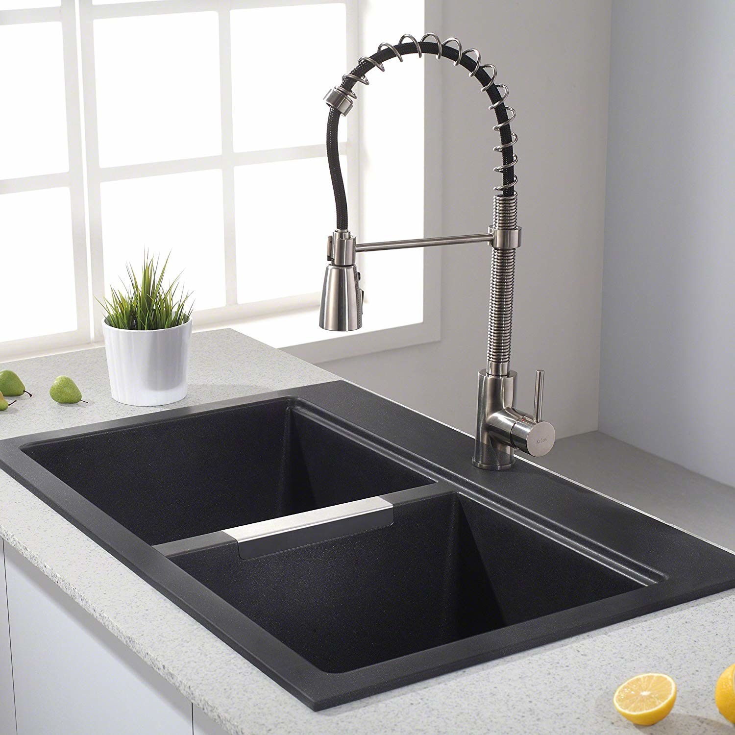 30 Inch 50/50 Drop-in Double Bowl Composite Granite/Quartz Kitchen Sink