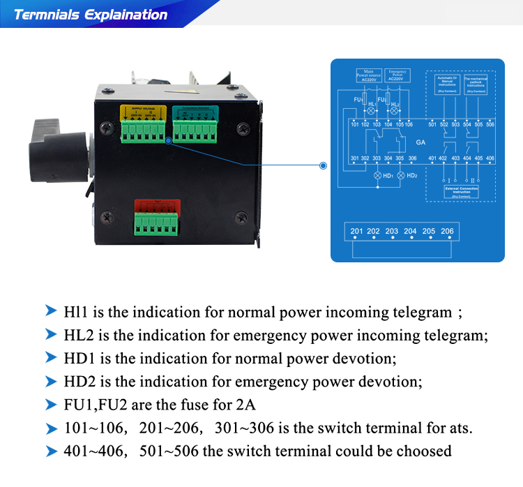 Unique Design Hot Sale 63-3200a Single Phase Changeover Switch Ats Controller