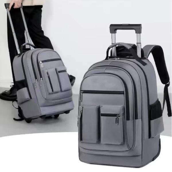 Trolley Luggage Wheeled Backpack Rolling Travel Student Laptop Backpack With 2