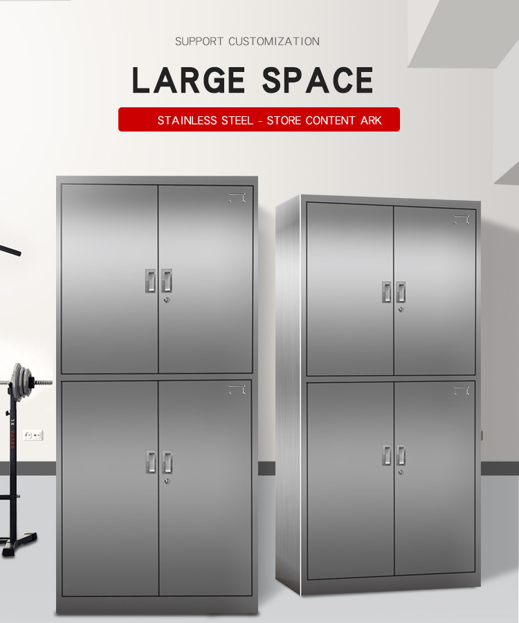 Stainless Steel 4 Door Metal Locker Storage Cabinet 0.4-1.2mm Environmental Powder Coating