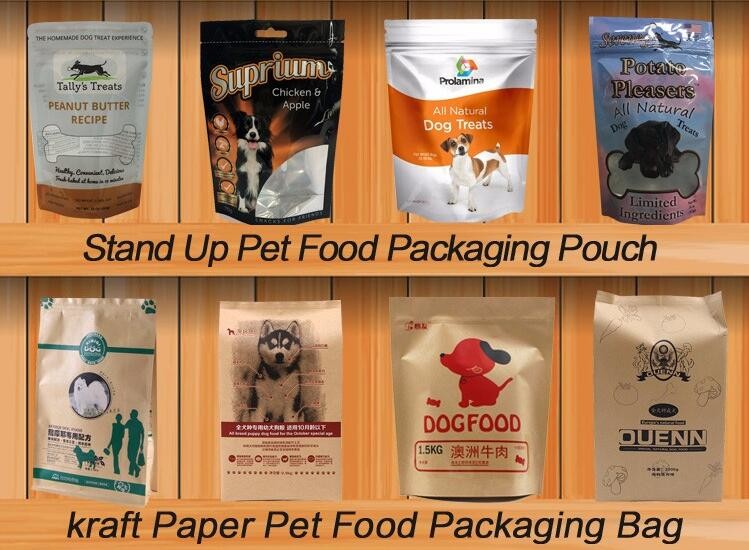 Stand Up Dog Food Feed Packaging Bag With Tear Off Slider Seal, Top Slider Zip lockk Plastic Dog Treats Plastic Packaging