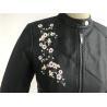 Buy cheap Multi Color Pu Leather Coat , Black Embroidered Mandarin Collar Flower Tw78425 from wholesalers