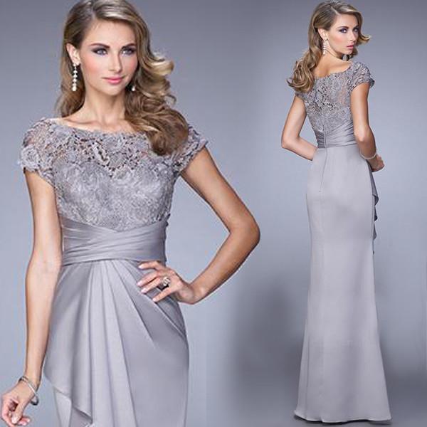 Buy cheap Gray Floor Length Lotus Leaf Layer Gorgeous Evening Dress Host Dress TSJY076 from wholesalers
