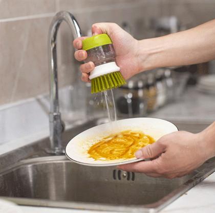 Buy cheap Dish Brush with Soap Dispenser Palm Brush for Dish Sink Pan Pot Washing and Cleaning from wholesalers
