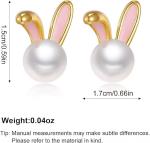 Easter Rabbit Pearl Earrings Dainty Zircon Studs Bunny Carrot Cute Jewelry Gifts