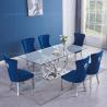 Buy cheap 12mm Tempered Glass Dining Room Table And 6 Chairs Stainless Steel frame from wholesalers