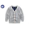 Buy cheap Vertical Stripes Grey Navy Boys Knitted Cardigan Sweaters / Double Layer Kids Knitwear from wholesalers