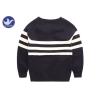 Buy cheap Stripes Reglan Sleeves Boys Knit Pullover Sweater , Boys Cable Knit Jumper Navy Blue from wholesalers