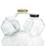 Top Quality 200Ml 350Ml 700Ml Hexagon Honey Jar With Wooden Dipper