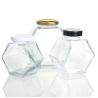 Buy cheap Top Quality 200Ml 350Ml 700Ml Hexagon Honey Jar With Wooden Dipper from wholesalers