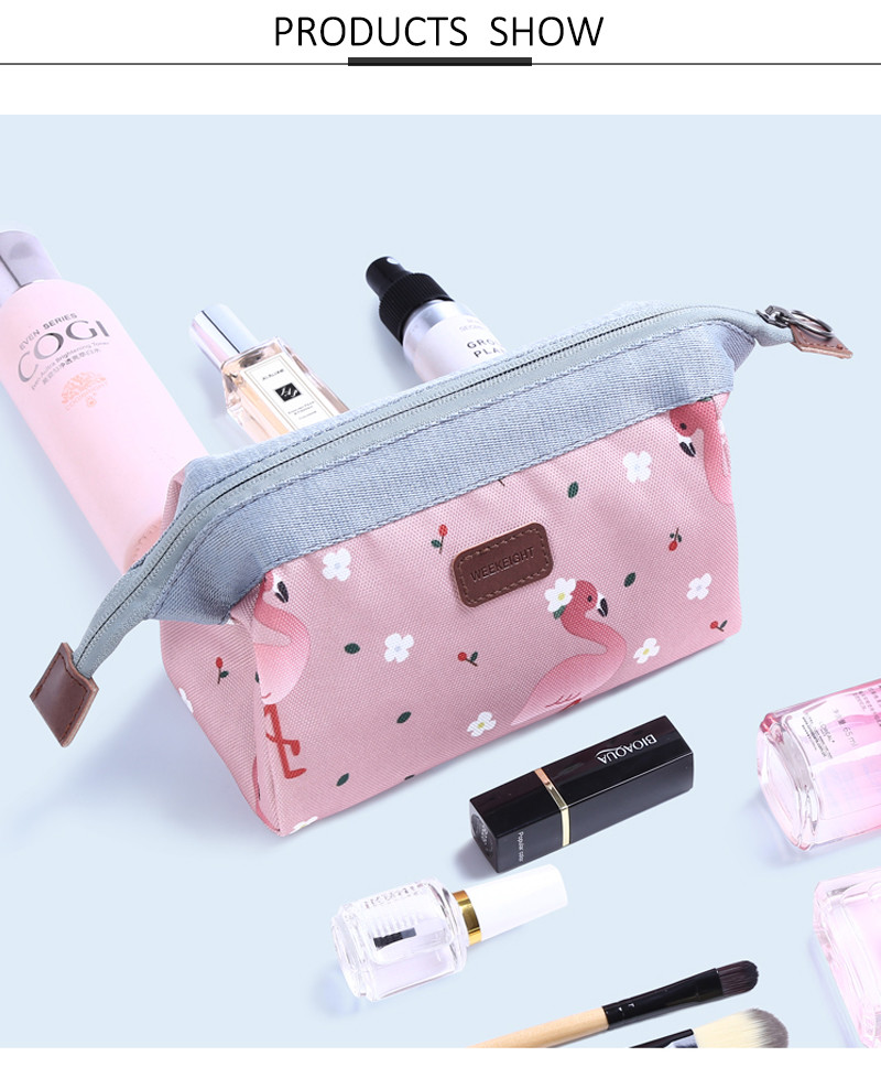 Travel Portable Multi-Function Pink Printed Korean Toiletry Wash Zip Bag