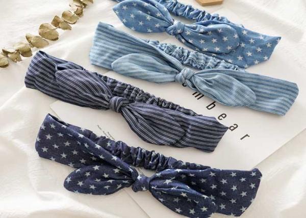 vintage hair bands Knot rabbit ears hair hoop tri-state accessory Denim elastic