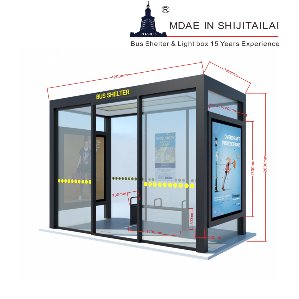 Waterproof 2670mm T8 Tubes Bus Stop Shelter