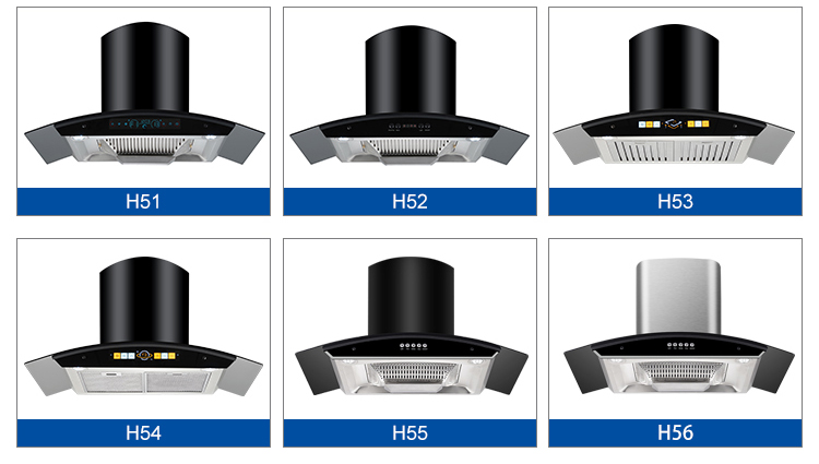 Stainless Steel Glass Arc shaped Kitchen Range Hood Low Noise Electric Chimney Extractor