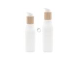 Smooth OPL Glass Bottle Cosmetic Lotion Container And Cream Jar With Wooden Lid