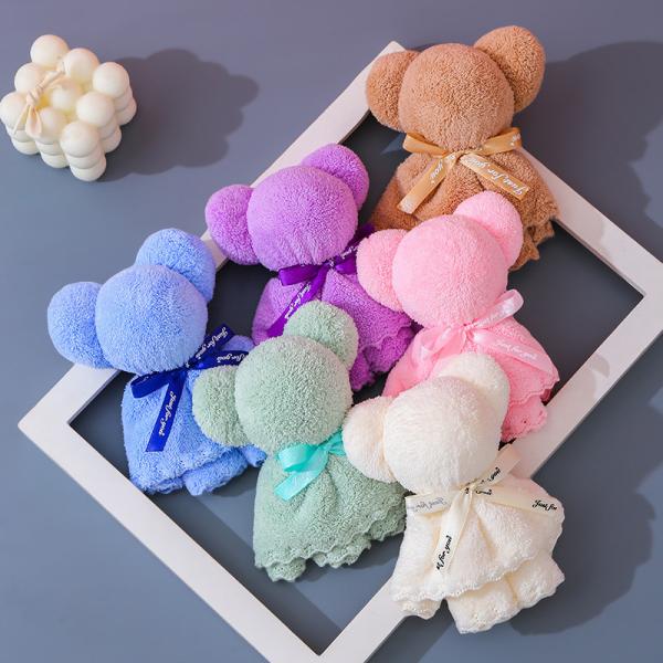 Child Age Group 30x30cm Coral Velvet Fleece Bear Towel for Wedding Business
