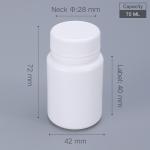 70ML Empty Medical Plastic Pill Capsule Bottle With Lid for Biochemistry Reagent