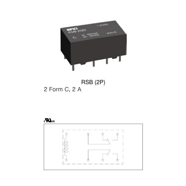 RSB-212L Mini PCB Mount DPDT Signal Relay 150mW 2A 12V 8 Pin Relay High Sensitivity