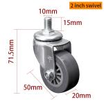 35kg Threaded Castor Wheels , 2 Inch Caster Wheels With Brakes Type