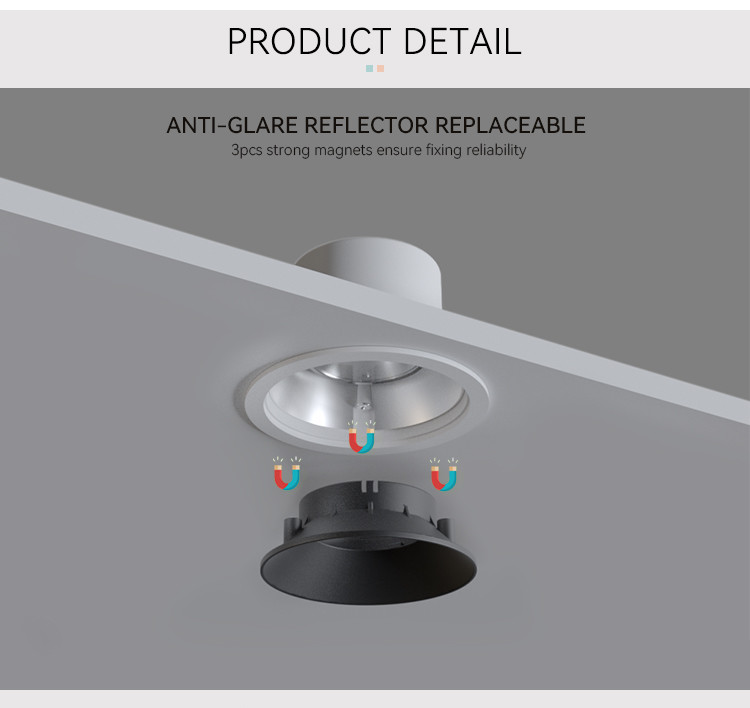 Anti Glare Magnetic Downlight 85x56mm 7W Downlights Adjustable 2700K 3000K 3500K