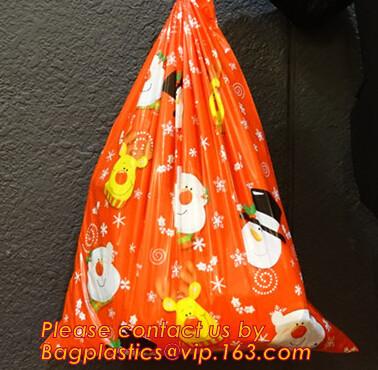 Buy cheap PE Plastic drawstring Gift Bags With cartoon Logo, drawstring christmas plastic giant santa sack for gift from wholesalers