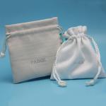 Custom Drawstring Jewelry Bag Faux Suede Material With Embossed Sliver Logo