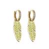 Buy cheap Huggie Rhinestone Hoop Earrings Dripping Oil Gold Plated Leaf Earrings ODM from wholesalers