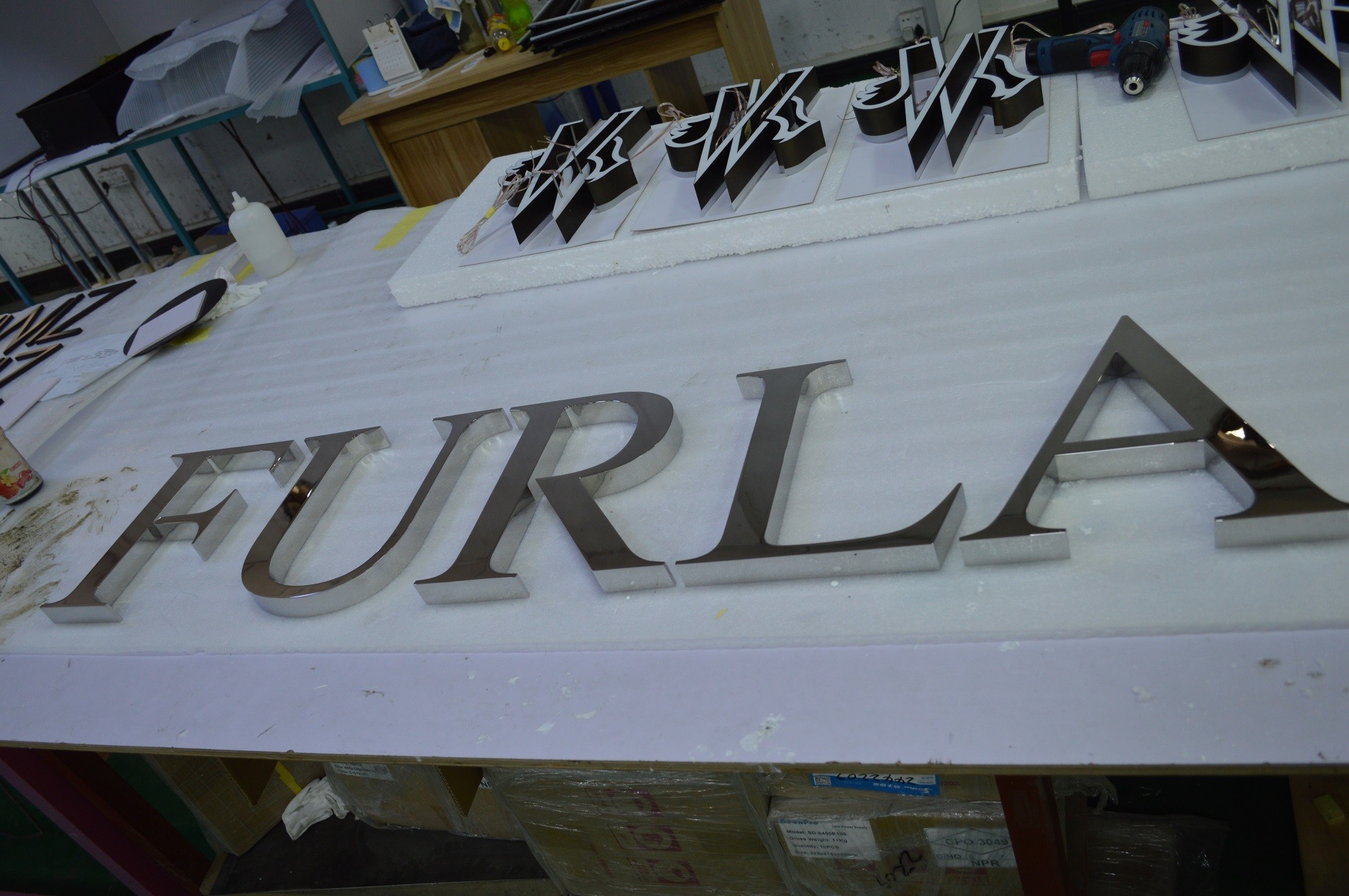 Large 3D 12mm Flat Cut Decorative Metal Letters 620*620*90mm