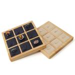 3x3 Multi Cells Solid Wood Jewellery Presentation Tray For Ear Rings Studs