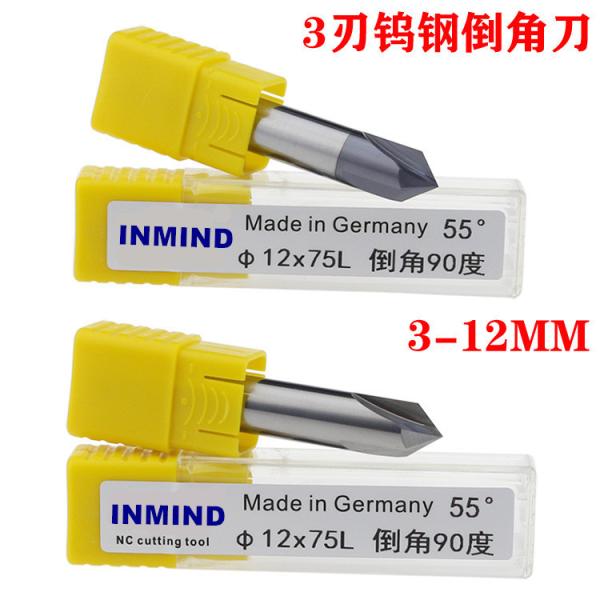 Buy cheap HRC55 10mm / 12mm 90º Chamfer End Mill With SiN Coating 0.6 UM Grain Size from wholesalers