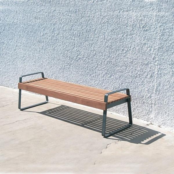 Buy cheap Modern Outdoor Public Seating wooden bench chair 2 Seater Steel wood Bench from wholesalers