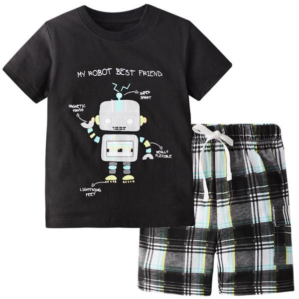Buy cheap Summer Cotton Cartoon Robot Suit Little Boy Clothes from wholesalers