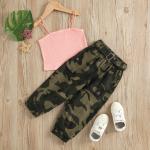 Children'S Outfit Sets Girls Suspenders Camouflage Trousers Two Piece Set