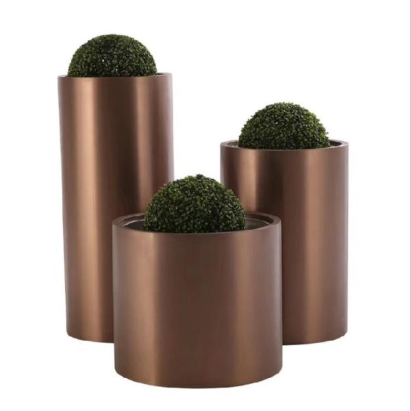 Buy cheap Kinds of gold flower pot planters metal round flower pot from wholesalers