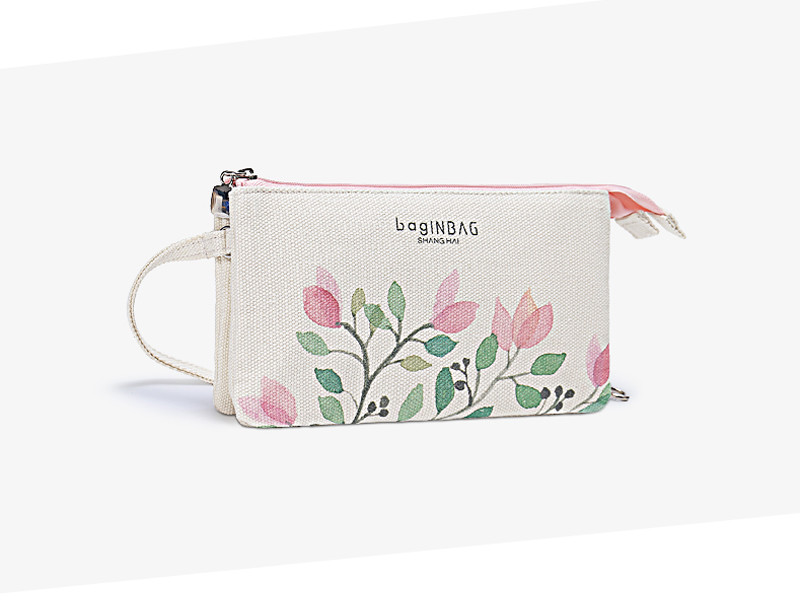 Waterproof Portable Cotton Canvas Zipper Pouch Bag