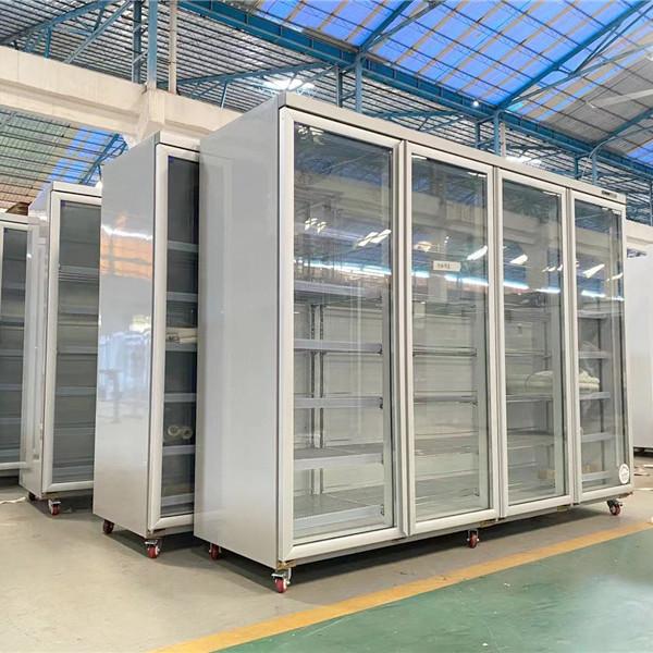 Auto Defrost Commercial Multiple Doors Showcase With Heating Glass Vertical